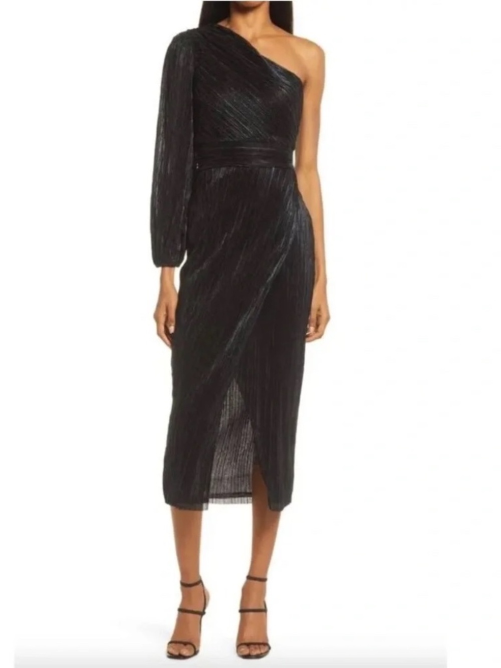 Saylor Alora Black Metallic Midi Dress